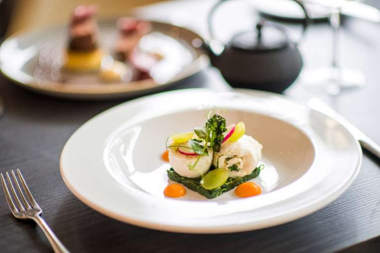 Park Hotel Restaurant Dining Sole Paupiette with Prawn and Chive Mousseline